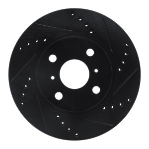 Scion iQ Brake Rotor (1) - Front Right - R1 Concepts - Drilled & Slotted - Black - `06-`19